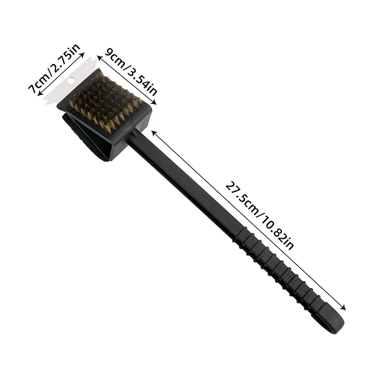 3-in-1 BBQ Grill Cleaning Brush with Copper Wire, Scrubber, and Scraper